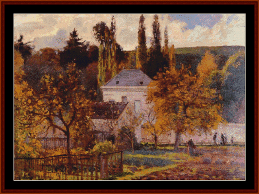 Bourgeois House in Hermitage Pontoise - Camille Pissarro cross stitch pattern