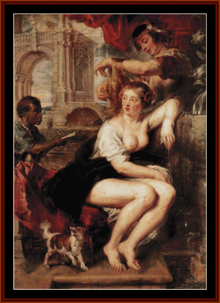 Bathsheba at the Fountain - Peter Paul Rubens pdf cross stitch pattern
