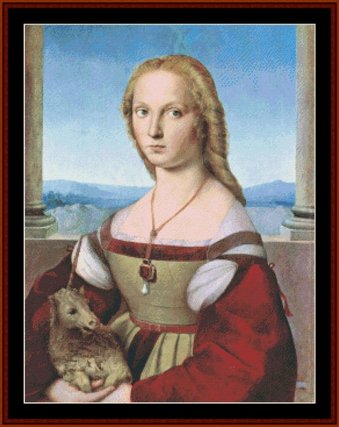 Woman with Unicorn - Raphael cross stitch pattern