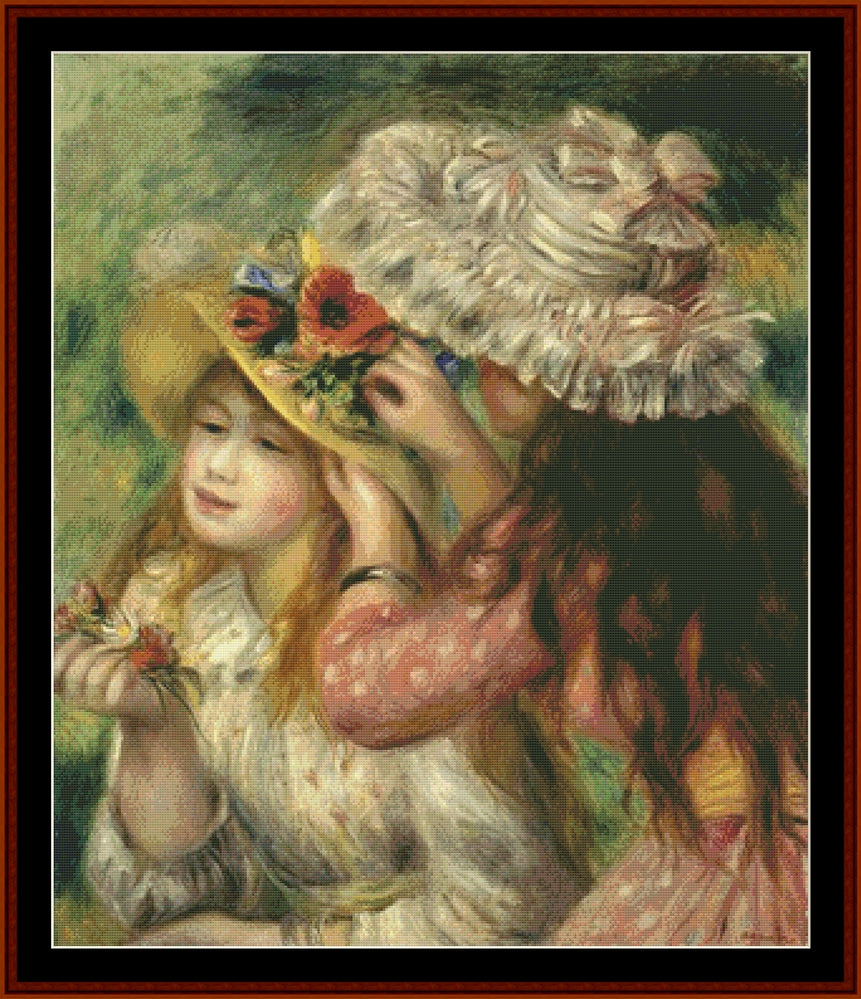Summer Hats - Pierre Auguste Renoir pdf cross stitch pattern