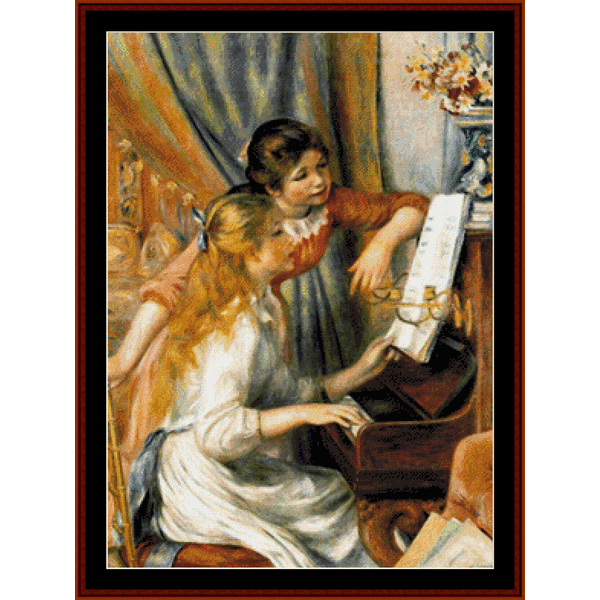 Girls at a Piano - Pierre Auguste Renoir pdf cross stitch pattern