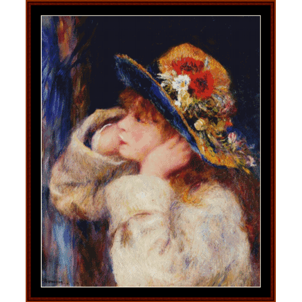 Girl in Flowered Hat - Pierre-August Renoir pdf cross stitch pattern