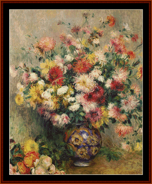 Dahlias - Pierre Auguste Renoir pdf cross stitch pattern