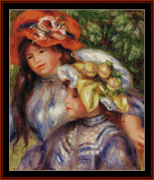 Two Girls - Pierre Auguste Renoir pdf cross stitch pattern