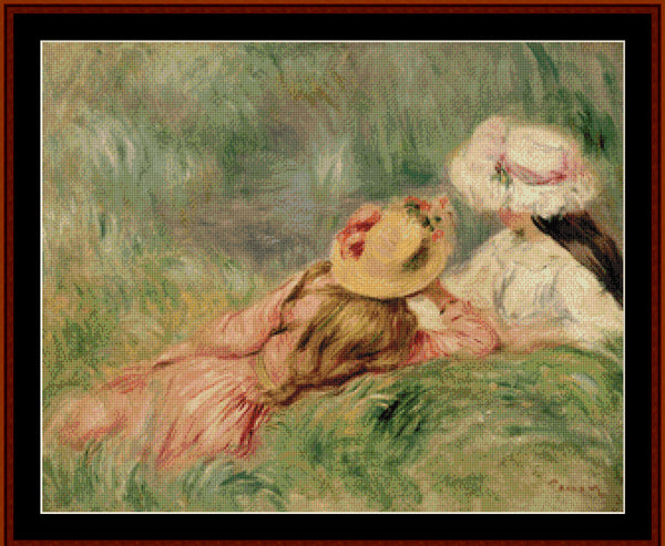 Girls on the Riverbank - Renoir pdf cross stitch pattern