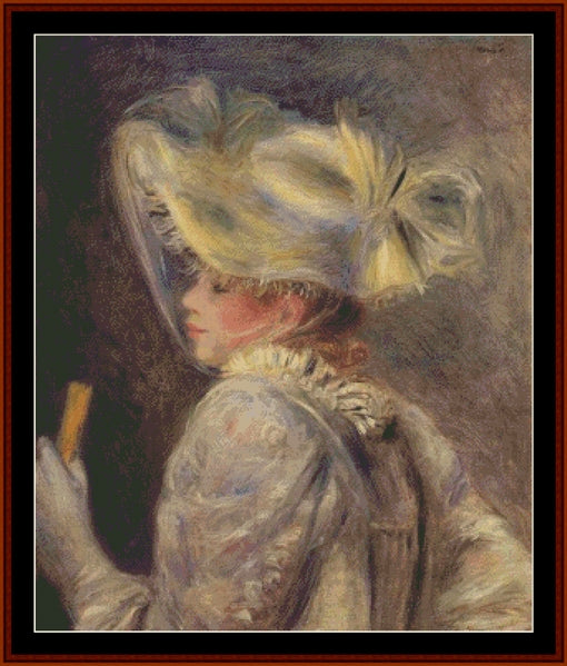 Woman in a White Hat – Pierre Auguste Renoir pdf cross stitch pattern