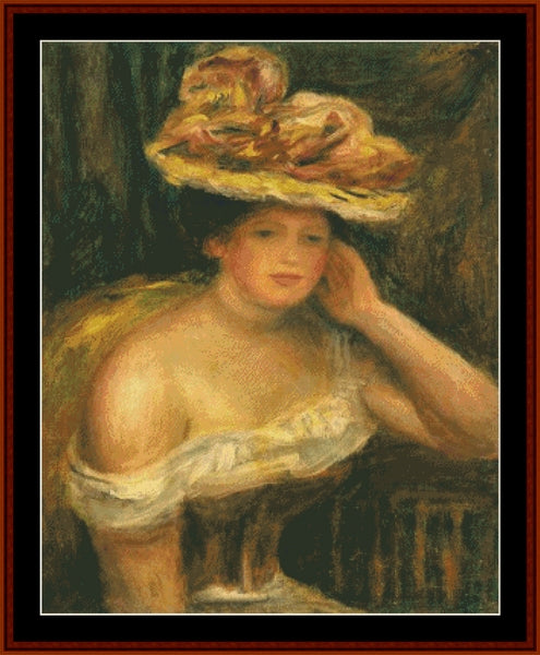 Woman Wearing a Corset – Pierre Auguste Renoir pdf cross stitch pattern