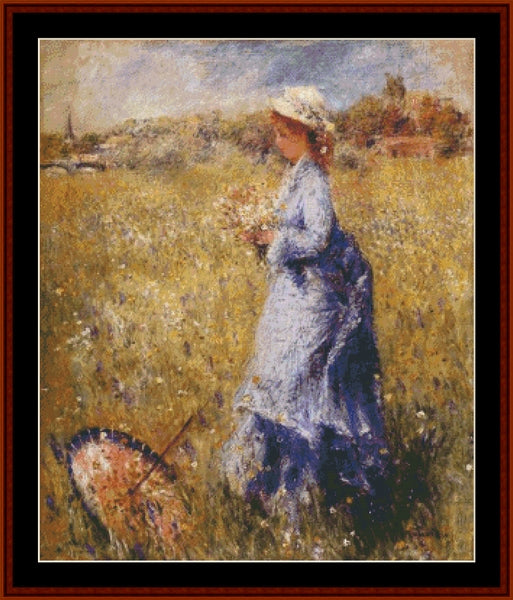 Girl Gathering Flowers - Renoir cross stitch pattern