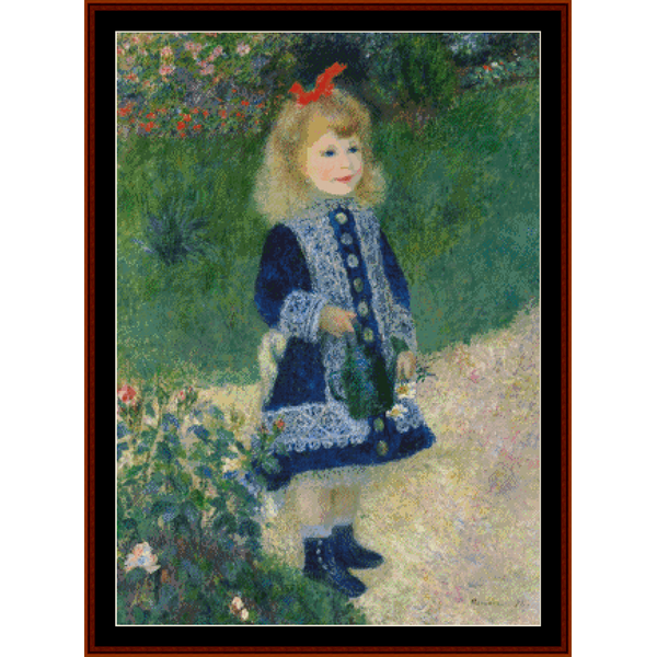 Girl with Watering Can - Pierre Auguste Renoir pdf cross stitch pattern