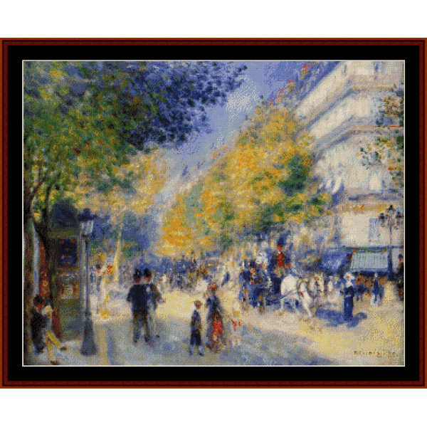 The Great Boulevard - Renoir cross stitch pattern