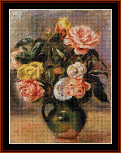 Bouquet of Roses - Pierre Auguste Renoir pdf cross stitch pattern