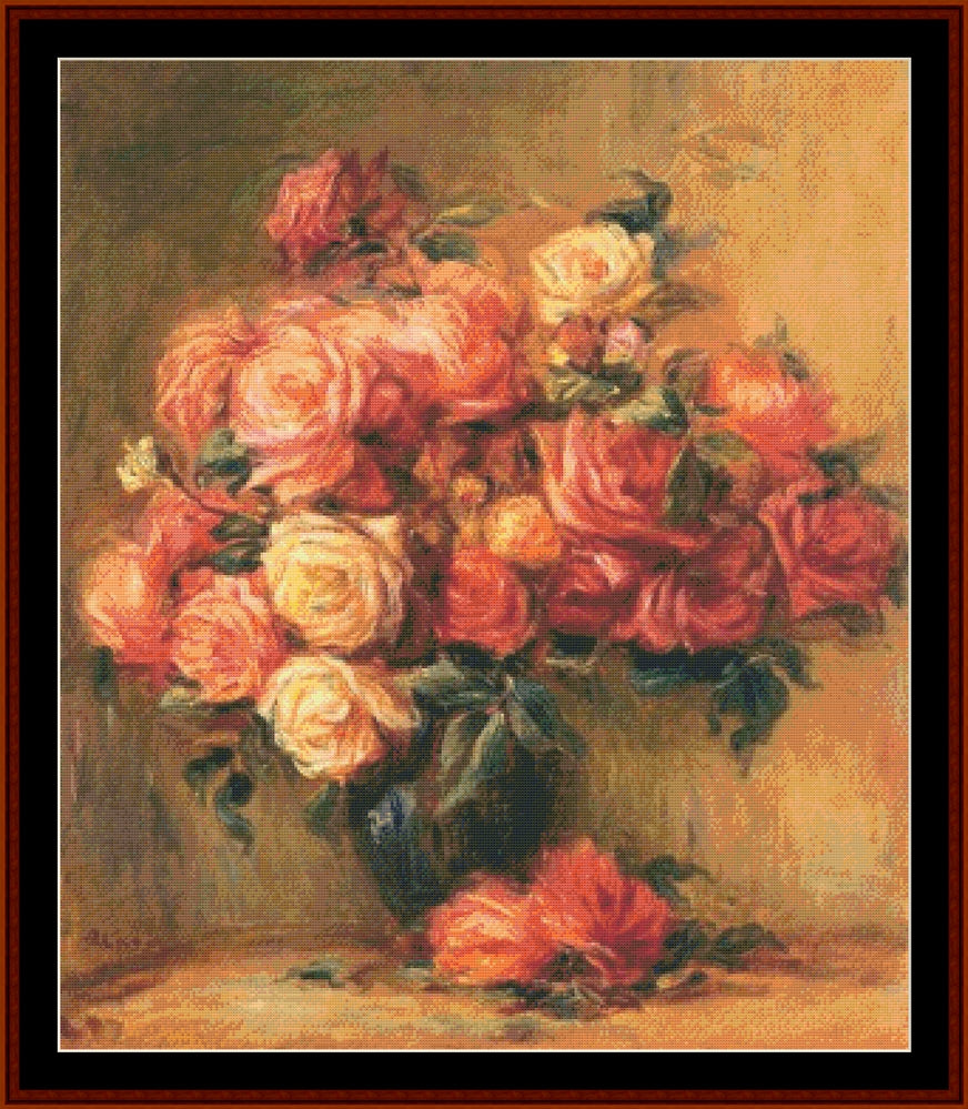 Bouquet of Roses II - Renoir pdf cross stitch pattern