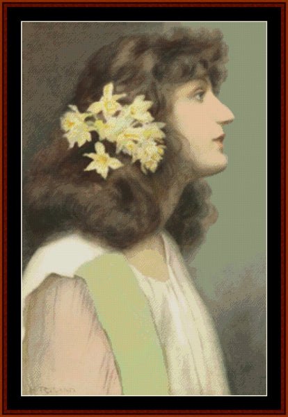 Asphodel - Henry Ryland pdf cross stitch pattern