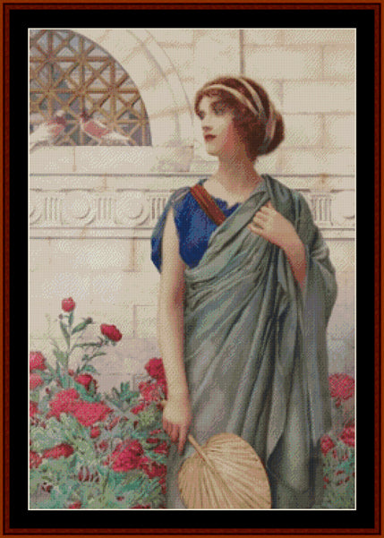 Woman with Fan - Henry Ryland cross stitch pattern