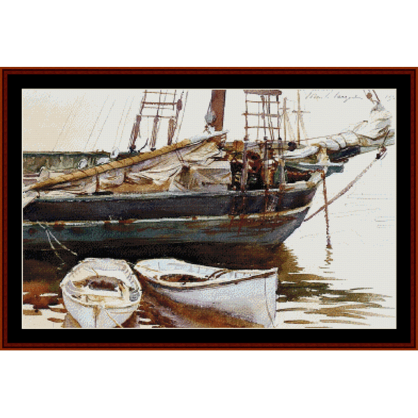 Schooner - J.S. Sargent pdf cross stitch pattern