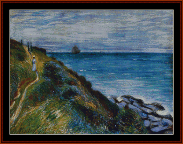 On the Cliffs, Langland Bay - Alfred Sisley cross stitch pattern