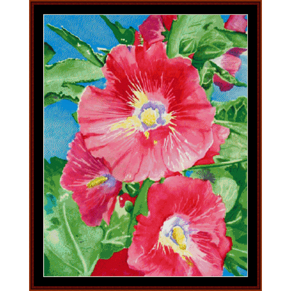 Hollyhock pdf cross stitch pattern