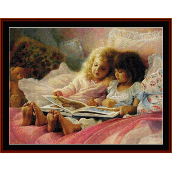 Girls Reading cross stitch pattern