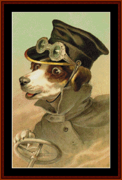 Off to the Races - Vintage Dog pdf cross stitch pattern