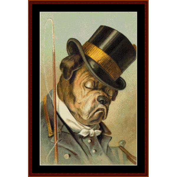 Top Hat - Vintage Dog pdf cross stitch pattern