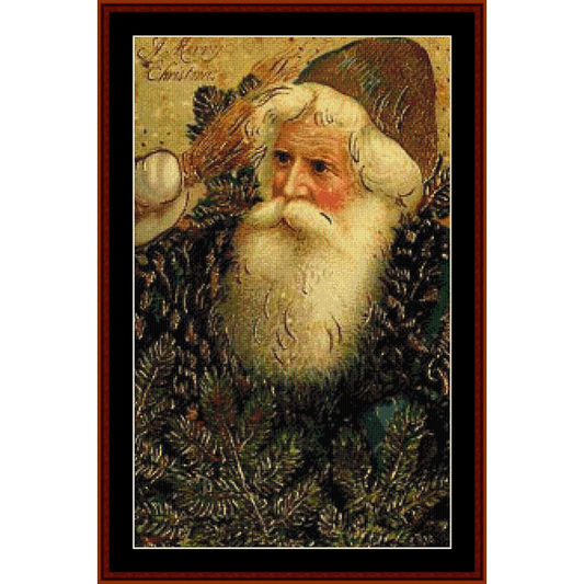 Santa with Branches cross stitch pattern