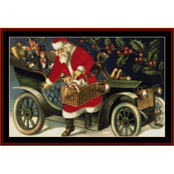 Santa with Basket cross stitch pattern