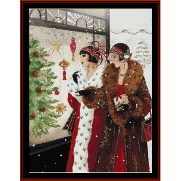 Christmas Shopping cross stitch pattern