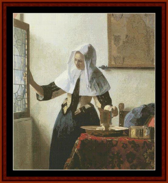 Woman with Water Jug - Johannes Vermeer pdf cross stitch pattern