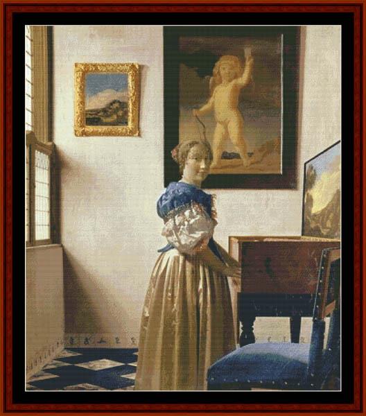 Lady Standing at a Virginal - Vermeer cross stitch pattern