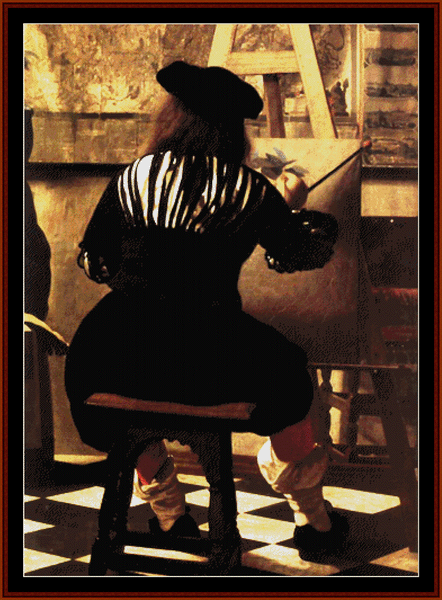 The Art of Painting, Detail - Johannes Vermeer pdf cross stitch pattern