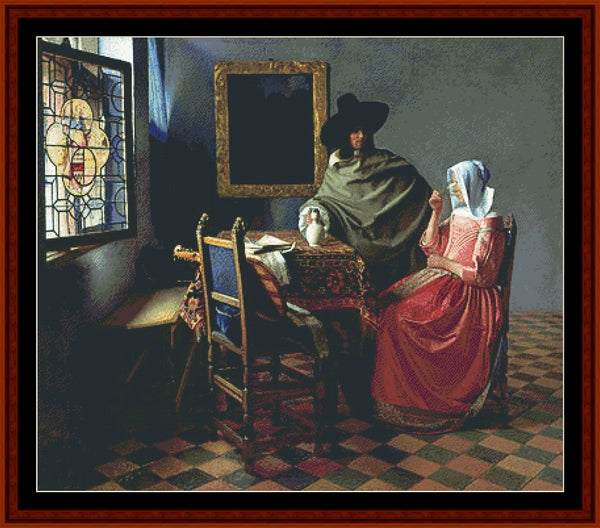 The Glass of Wine - Johannes Vermeer pdf cross stitch pattern