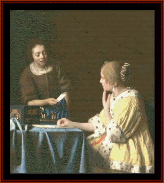 Mistress and Maid - Johannes Vermeer cross stitch pattern