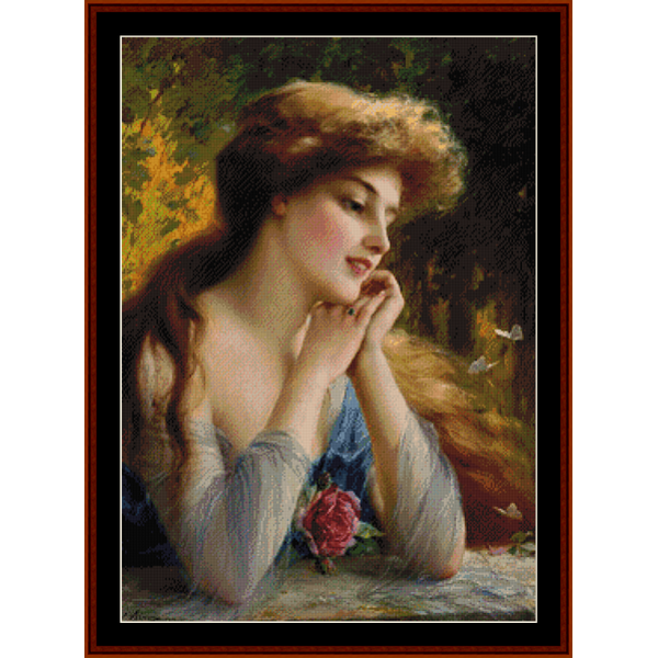 Thoughtful Repose - Emile Vernon pdf cross stitch pattern