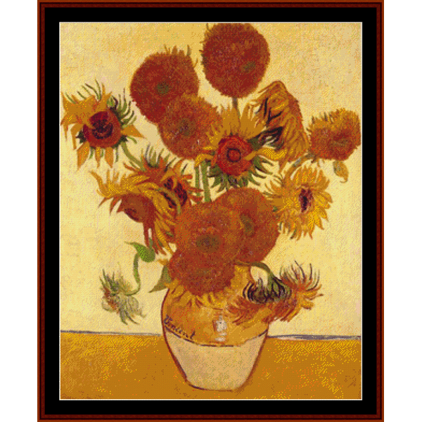 Sunflowers - Vincent Van Gogh pdf cross stitch pattern