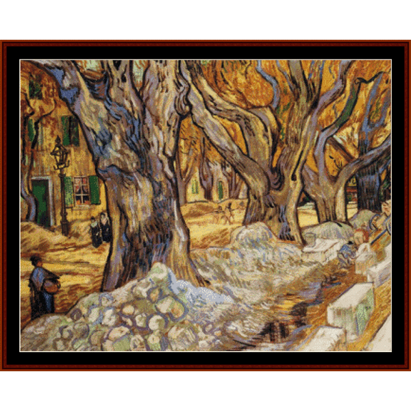 Large Plane Trees - Vincent Van Gogh pdf cross stitch pattern