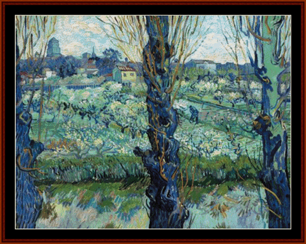 View of Arles, 1889 - Vincent Van Gogh pdf cross stitch pattern