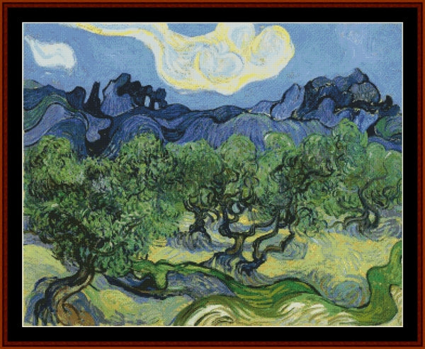 The Apilles with Olive Trees - Vincent Van Gogh pdf cross stitch pattern