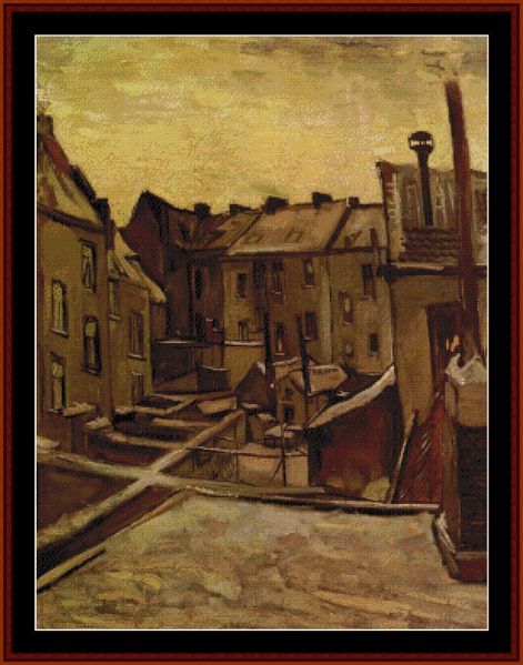 Old Houses in Antwerp - Van Gogh cross stitch pattern