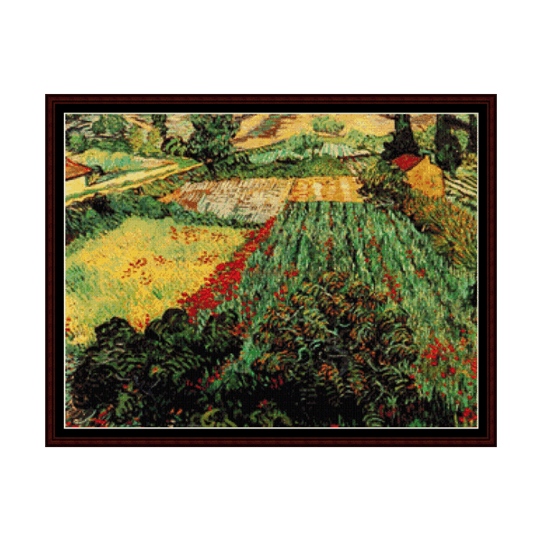Field with Poppies - Vincent van Gogh pdf cross stitch pattern