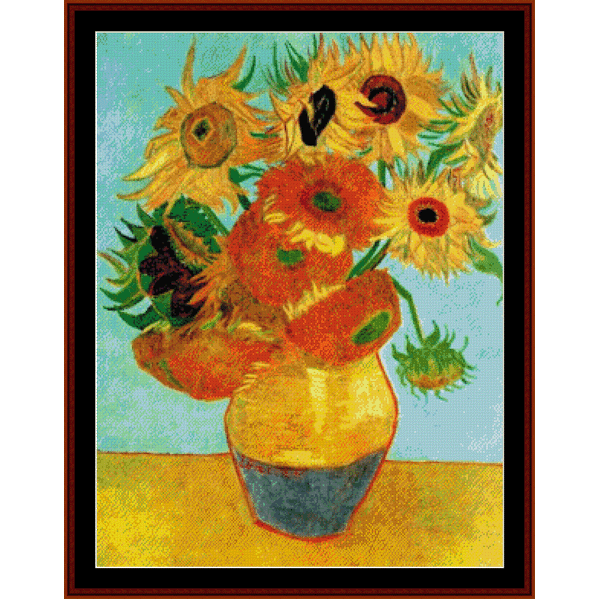 Twelve Sunflowers, 1889 - Vincent Van Gogh pdf cross stitch pattern