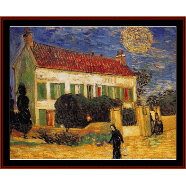 White House at Night, 1890 - Vincent Van Gogh pdf cross stitch pattern