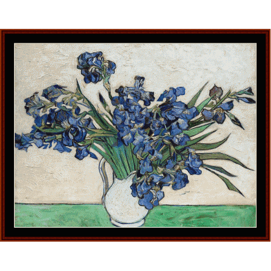 Irises Pink and Gray - Van Gogh pdf cross stitch pattern