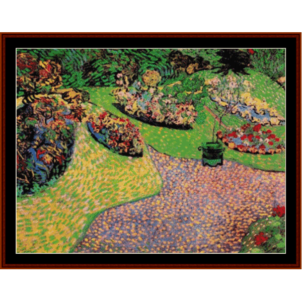 Garden in Auvers - Vincent Van Gogh pdf cross stitch pattern