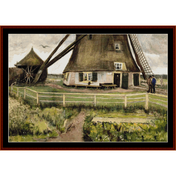 The Windmill - Vincent Van Gogh pdf cross stitch pattern