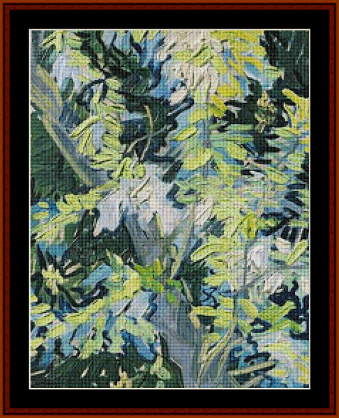 Acacias in Bloom - Van Gogh pdf cross stitch pattern