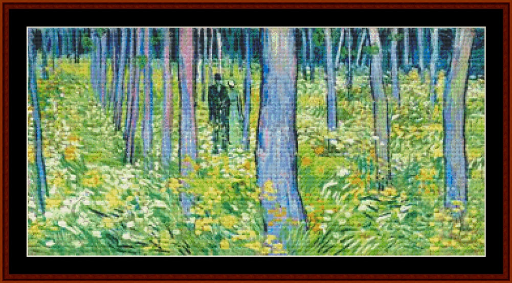 Undergrowth with Two Figures - Van Gogh cross stitch pattern