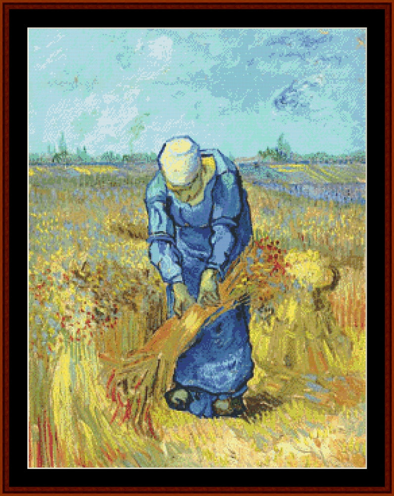 Peasant Woman Binding Sheaves – Vincent Van Gogh pdf cross stitch pattern