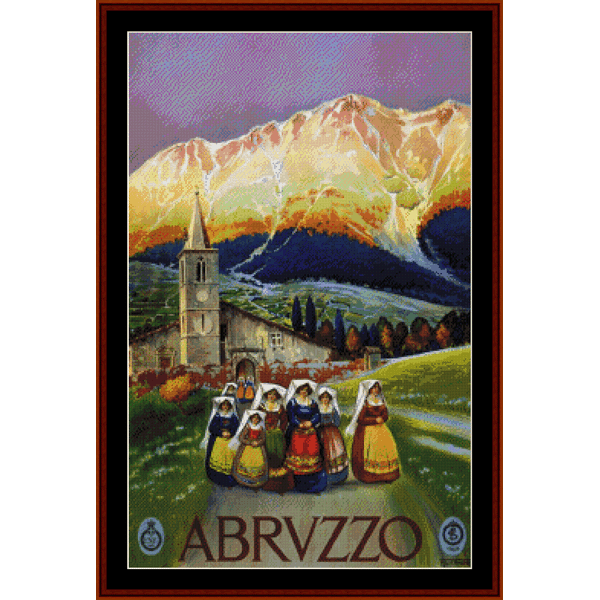Abruzzo - Vintage Poster pdf cross stitch pattern