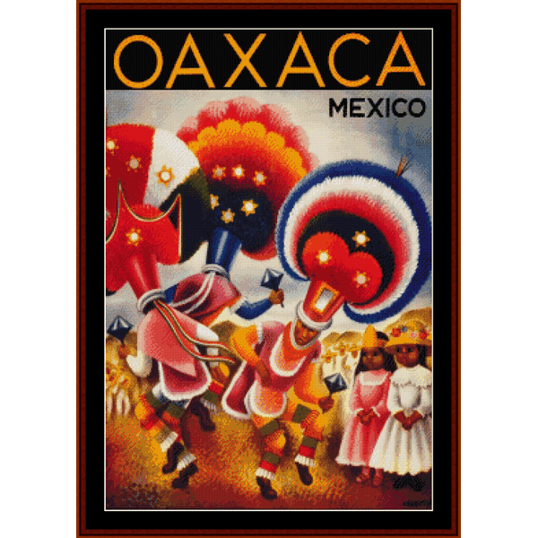 Oaxaca, Mexico - Vintage Poster pdf cross stitch pattern