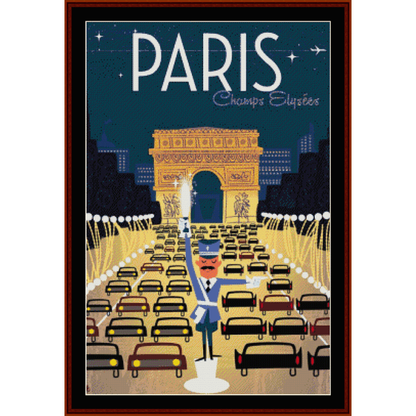 Paris, Champs Elysees cross stitch pattern